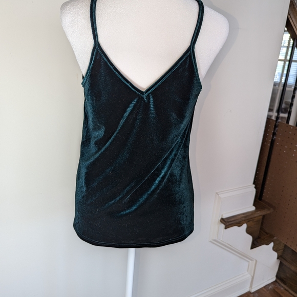 Emerald Green Stretch Velvet Cami / Tank Top - Picture 4 of 7